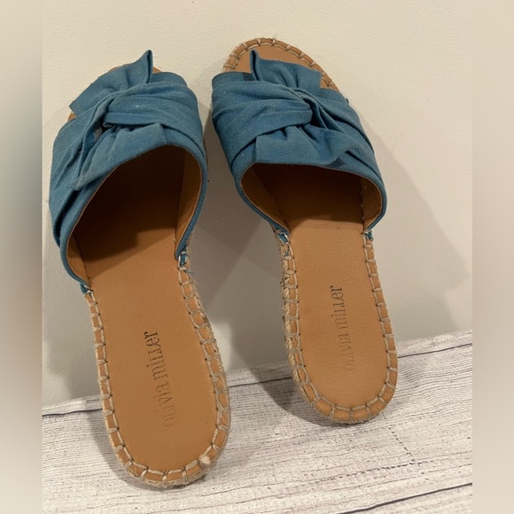 OLIVIA MILLER Women's Blue Knotted Slide Sandals/suze 9 - Picture 2 of 10